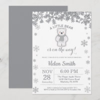 Ijsbeer Winter Baby Shower Sneeuwvlok Uitnodiging