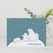 Ijsbeerfamilie Feestdagenkaart (Staand voorkant)