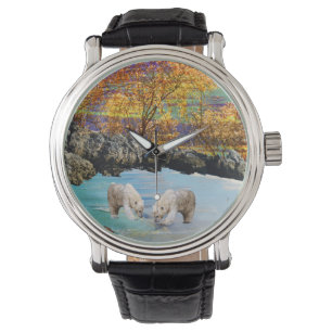 Ijsbeerwelpen vissen, horloge