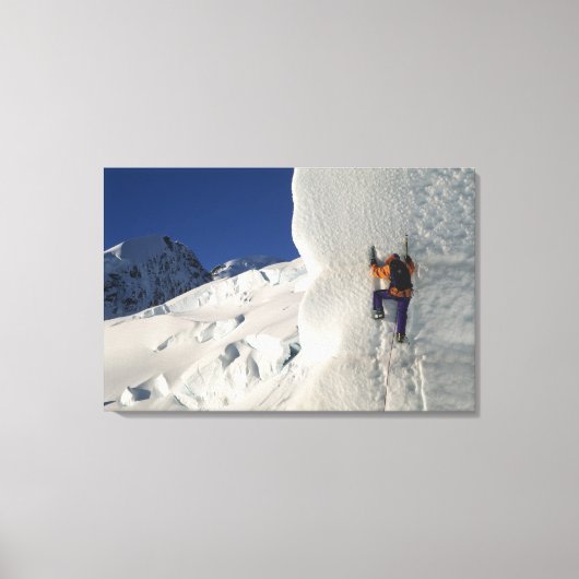 Ijsbeklimming op de Tasman-gletsjer onder Mount Canvas Afdruk (Voorkant)