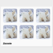 Ijsberen en twee welpen vierkante sticker (Vel)