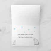 IJsberen en witte wolf vrolijk Kerstmis winterscen Feestdagen Kaart (Binnen)