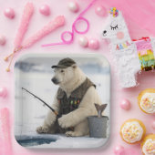 Ijsberen Ijsvissen Papieren Bordje (Feest)