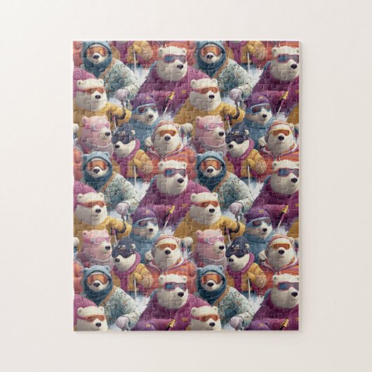 Ijsberen in design skikleren legpuzzel (Verticaal)