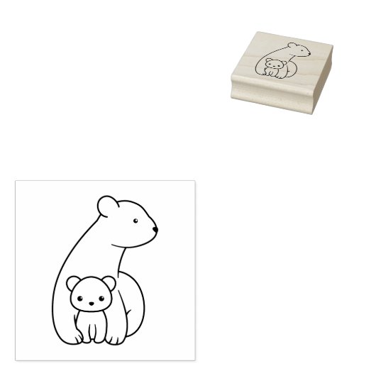 Ijsberen: Moeder en Welp Rubberstempel (Gestempeld)