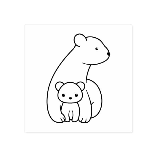 Ijsberen: Moeder en Welp Rubberstempel (Afrduk)