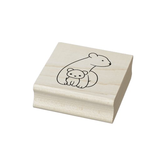 Ijsberen: Moeder en Welp Rubberstempel (Stempel)