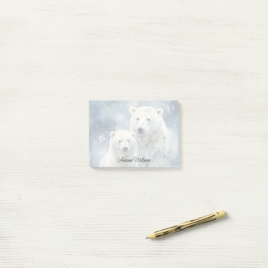 Ijsberen Post-it® Notes (Op bureau)