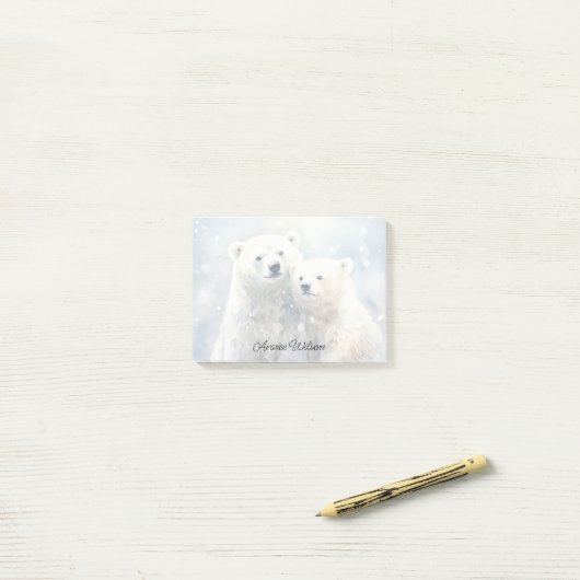 Ijsberen Post-it® Notes (Op bureau)