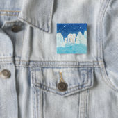 Ijsberen & Winterlandschap Vierkante Button 5,1 Cm (In situ)