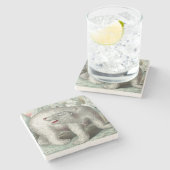 ijsberg - winterillustratie van het poolbeer stenen onderzetter (Zijkant)