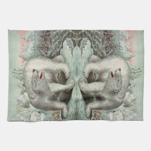  ijsberg - winterillustratie van het poolbeer theedoek (Horizontaal)