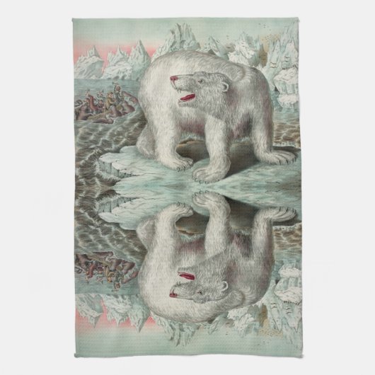  ijsberg - winterillustratie van het poolbeer theedoek (Verticaal)