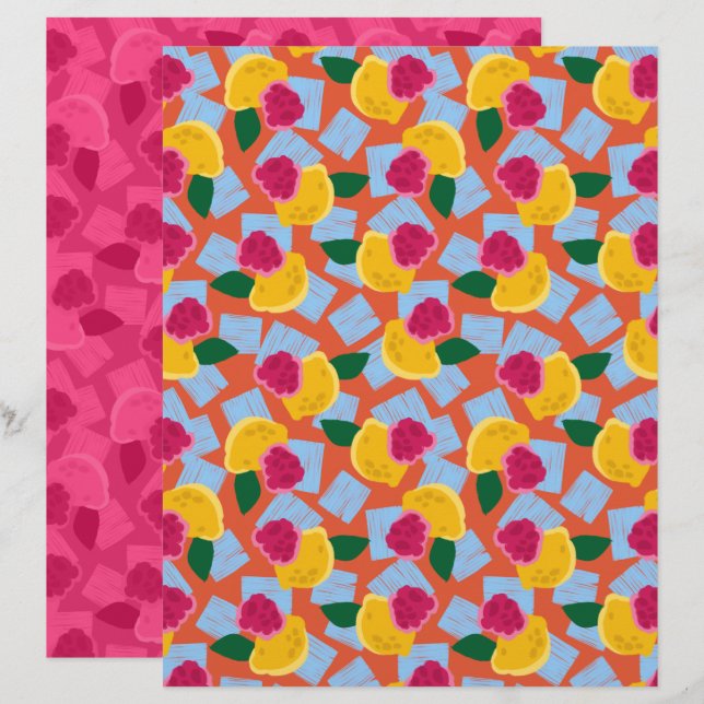 IJsbes frambozen limonade scrapbook papier (Voorkant / Achterkant)