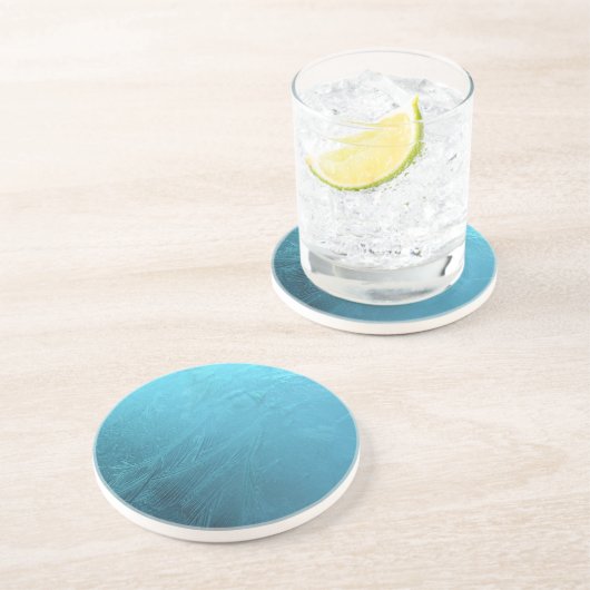 IJsblauw, bevroren Chic Winter Metallic Zandsteen Onderzetter (Zijkant)