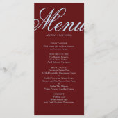 Ijsblauw & bordeauxrode strepen Retro bruiloft Menu (Voorkant)