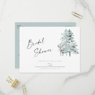 Ijsblauw boshert winter bruiloftsshower uitnodiging briefkaart