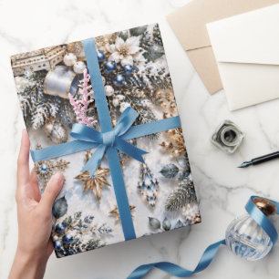 Ijsblauw Champagne Winter Kerstmis Cadeaupapier