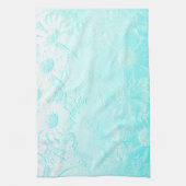 IJsblauw daisy bloemen met reliëfdruk Theedoek (Verticaal)