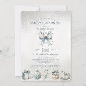 IJsblauw en goud Christmas Coquette baby shower Kaart (Voorkant)