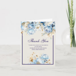Ijsblauw en marineblauw bloemen dank je voor je ve bedankkaart