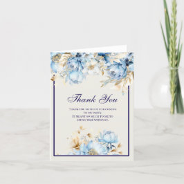 Ijsblauw en marineblauw bloemen dank je voor je ve bedankkaart