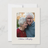 IJsblauw en Navy Floral Birthday Kaart (Achterkant)