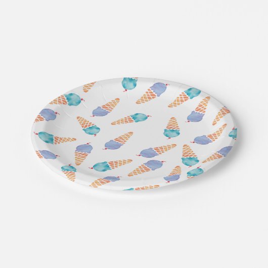 IJsblauw en paarse aquarel party borden Papieren Bordje (Gekanteld)