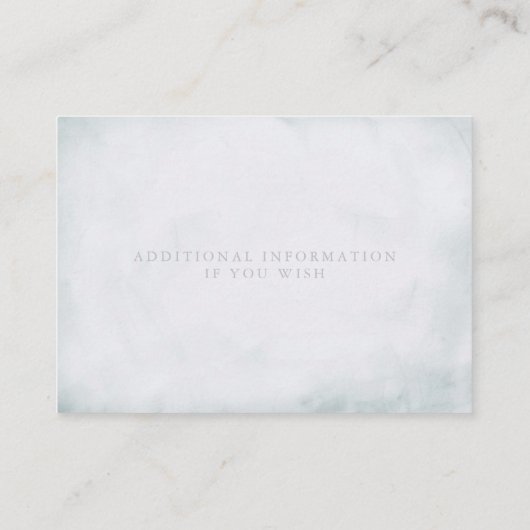 ijsblauw en witte rozen visitekaartje (Achterkant)