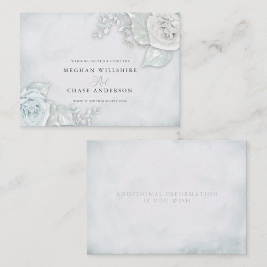 ijsblauw en witte rozen visitekaartje (Voorkant / Achterkant)