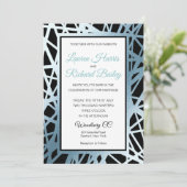 IJsblauw en zwart folie huwelijksuitnodiging Kaart (Staand voorkant)