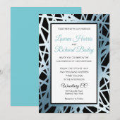 IJsblauw en zwart folie huwelijksuitnodiging Kaart (Voorkant / Achterkant)