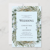 IJsblauw Eucalyptus Beide Ouders Bruiloft Kaart (Voorkant)