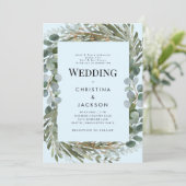 IJsblauw Eucalyptus Beide Ouders Bruiloft Kaart (Staand voorkant)