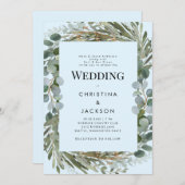 IJsblauw Eucalyptus Beide Ouders Bruiloft Kaart (Voorkant / Achterkant)