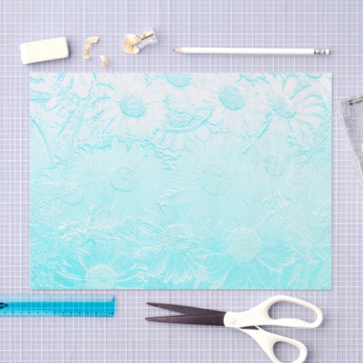 IJsblauw gegaufreerde bloemen Tissuepapier (Craft)