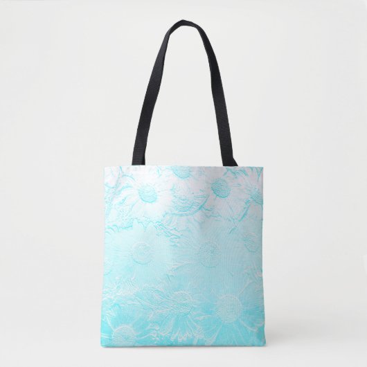 IJsblauw gegaufreerde bloemen Tote Bag (Voorkant)
