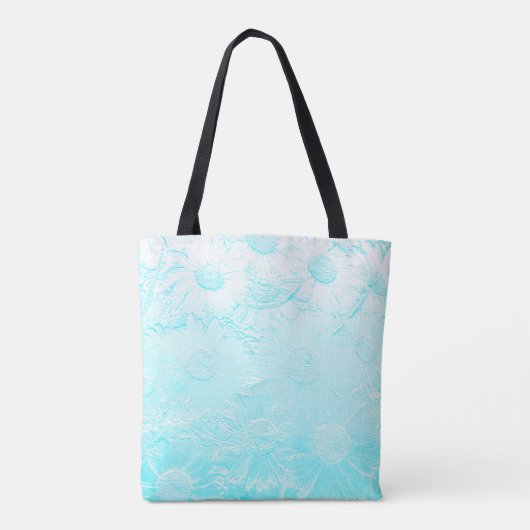 IJsblauw gegaufreerde bloemen Tote Bag (Achterkant)