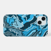 Ijsblauw gemarmerd abstract iPhone 15 case (Achterkant horizontaal)