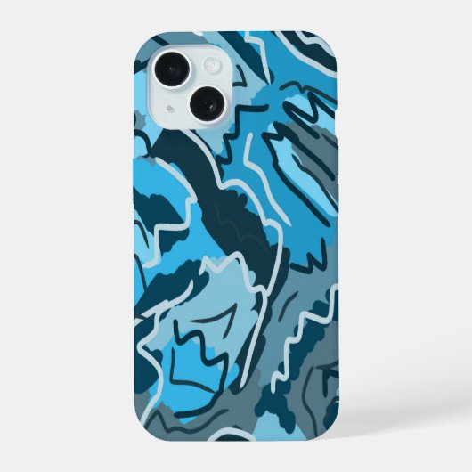 Ijsblauw gemarmerd abstract iPhone 15 case (Achterkant)