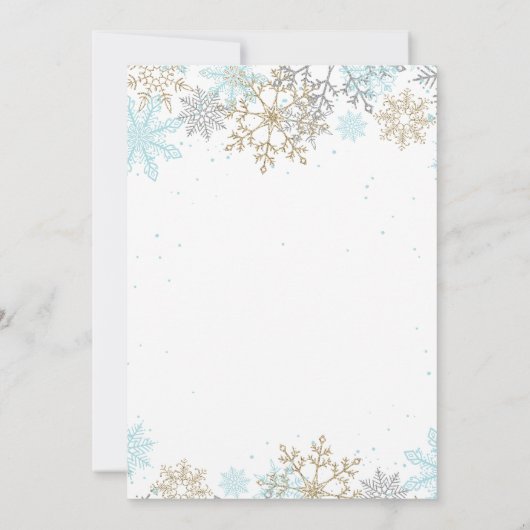 IJsblauw goud glitter snowflakes Birthday Kaart (Achterkant)