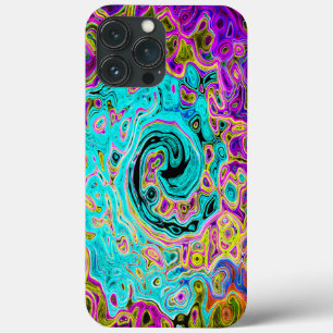 Ijsblauw Groovy Abstract Retro Vloeibare Draaikolk Case-Mate iPhone Case
