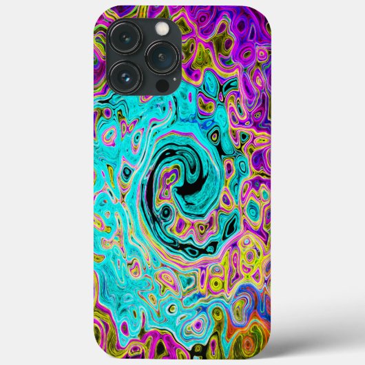 Ijsblauw Groovy Abstract Retro Vloeibare Draaikolk Case-Mate iPhone Case (Achterkant)