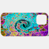 Ijsblauw Groovy Abstract Retro Vloeibare Draaikolk Case-Mate iPhone Case (Achterkant (horizontaal))