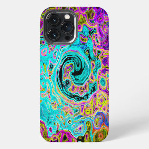 Ijsblauw Groovy Abstract Retro Vloeibare Draaikolk iPhone 13 Pro Max Hoesje