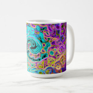 Ijsblauw Groovy Abstract Retro Vloeibare Draaikolk Koffiemok