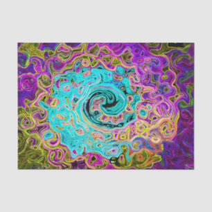 Ijsblauw Groovy Abstract Retro Vloeibare Draaikolk Tissuepapier