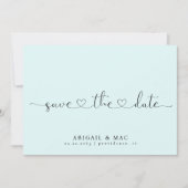 Ijsblauw Hart Lettertype Save the Date (Voorkant)