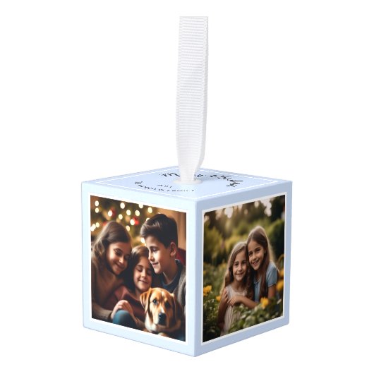 Ijsblauw Kerst Geschenk Persoonlijk Decoratie (Voorkant hoekig)