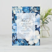 IJsblauw, Marine en wit Bloemenhuwelijk Kaart (Staand voorkant)